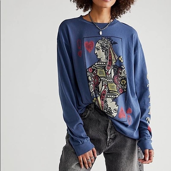 Free People Tops - Free People x Daydreamer Queen Of Hearts Long Sleeve in Navy size Small